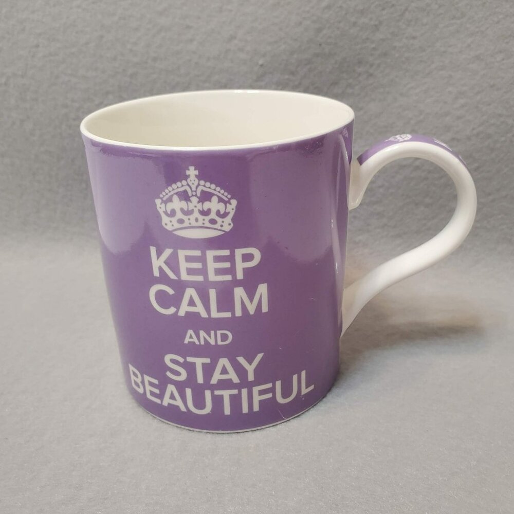 Kent Pottery Keep Calm & Stay Beautiful Purple Ceramic Mug 12oz
